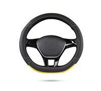 Ergocar Sport D-Shape Coprivolante per Auto Antiscivolo Protezione per Volante Auto in Microfibra PU Cuoio Universale per Diametro 38 Cm (15 ") (D-Nero-Giallo）