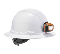Ergodyne - 60152 Casco rigido con luce, tesa piena, sospensione a cricchetto Skullerz 8971LED, bianco