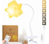 Ergojojo Luce a stella con clip a LED, dimmerabile, per neonato, ideale per l'allattamento al seno per culla, una lampade da comodino, luce da lettura e lampada da scrivania