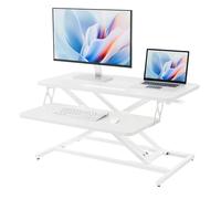 ERGOMAKER Convertitore da Scrivania In Piedi con Vassoio della Tastiera, supporto per scrivania 80 x 40 cm, con due monitor，Noir