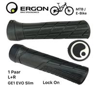 Ergon Manopole Per Bici GE1 Evo Slim MTB Ebike Lock On MTB Nero Montaggio A Vite