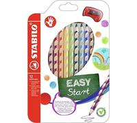 STABILO EASYcolors - Matita colorata Ergonomica - per Destrimani - Astuccio da 12 + temperino - Colori assortiti
