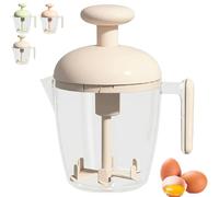Ergonomic Multi-Blade Manual Egg Mixer, Press The Egg Beater Cup, New Semi-Automatic Rotating Eggs Whisk, for Baking, Cooking & Kitchen Mixing Tool, Kitchen Gadgets (White)