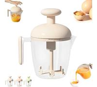 Ergonomic Multi-Blade Manual Egg Mixer, Press the Egg Beater Cup, Semi-Automatic Rotating Eggs Whisk for Baking,for Cooking, Whisking, Blending, Beating (White)