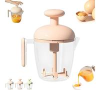 Ergonomic Multi-Blade Manual Egg Mixer, Press the Egg Beater Cup, Semi-Automatic Rotating Eggs Whisk for Baking,for Cooking, Whisking, Blending, Beating (Pink)