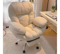 Ergonomic Office Chairs Home Desk Comfortable Lazy Sofa Recliner Chair Lift Computer Gaming Backrest For Living Room,Video(White)