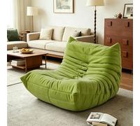 Ergonomic Togo Fireside Chair, Divano da pavimento in ciniglia con schienale, Tessuto Morbido + Design Ergonomico Curvo, Non richiede montaggio, for Living Room, Bedroom- Green|| 130-100-75CM