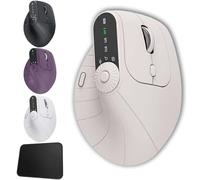 Ergonomic Triple-Connect Wireless Mouse, Tri-Mode Wireless & Wired Connectivity,Adjustable DPI 1000-2400,USB-C Rechargeable, Smart Display,Programmable Controls,Vertical Ergonomic Mouse (Beige)