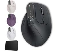 Ergonomic Triple-Connect Wireless Mouse, Tri-Mode Wireless & Wired Connectivity,Adjustable DPI 1000-2400,USB-C Rechargeable, Smart Display,Programmable Controls,Vertical Ergonomic Mouse (Black)