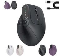 Ergonomic Triple-Connect Wireless Mouse, Vertical Ergonomic Mouse with 4 Adjustable DPI, Bluetooth Rechargeable Wireless Vertical Mouse,Tri-Mode, Screen Display, Multi-Knob, Type-C Charging (black)