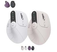 Ergonomic Triple-Connect Wireless Mouse, Vertical Ergonomic Mouse with 4 Adjustable DPI, Multi-Device Bluetooth & 2.4G Connectivity, 57° Handshake Grip & Smart Display (White+Beige)