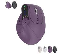 Ergonomic Triple-Connect Wireless Mouse, Vertical Ergonomic Mouse with 4 Adjustable DPI, Multi-Device Bluetooth & 2.4G Connectivity, 57° Handshake Grip & Smart Display (Purple)