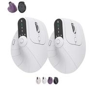 Ergonomic Triple-Connect Wireless Mouse, Vertical Ergonomic Mouse with 4 Adjustable DPI, Multi-Device Bluetooth & 2.4G Connectivity, 57° Handshake Grip & Smart Display (White+White)