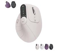 Ergonomic Triple-Connect Wireless Mouse, Vertical Ergonomic Mouse with 4 Adjustable DPI, Multi-Device Bluetooth & 2.4G Connectivity, 57° Handshake Grip & Smart Display (Beige)