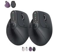 Ergonomic Triple-Connect Wireless Mouse, Vertical Ergonomic Mouse with 4 Adjustable DPI, Multi-Device Bluetooth & 2.4G Connectivity, 57° Handshake Grip & Smart Display (Black+Black)