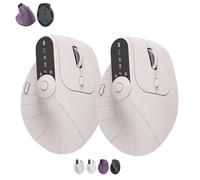Ergonomic Triple-Connect Wireless Mouse, Vertical Ergonomic Mouse with 4 Adjustable DPI, Multi-Device Bluetooth & 2.4G Connectivity, 57° Handshake Grip & Smart Display (Beige+Beige)