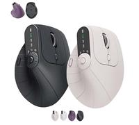 Ergonomic Triple-Connect Wireless Mouse, Vertical Ergonomic Mouse with 4 Adjustable DPI, Multi-Device Bluetooth & 2.4G Connectivity, 57° Handshake Grip & Smart Display (Black+Beige)