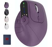 Ergonomic Triple-Connect Wireless Mouse, Vertical Ergonomic Mouse with 4 Adjustable DPI Screen Display Multi-Knob for Laptop/PC/Mac for Office/Gaming/Design (Dark Purple)