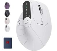 Ergonomic Triple-Connect Wireless Mouse, Vertical Ergonomic Mouse with 4 Adjustable DPI Screen Display Multi-Knob for Laptop/PC/Mac for Office/Gaming/Design (White)