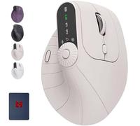 Ergonomic Triple-Connect Wireless Mouse, Vertical Ergonomic Mouse with 4 Adjustable DPI Screen Display Multi-Knob for Laptop/PC/Mac for Office/Gaming/Design (Beige)