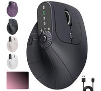 Ergonomic Triple-Connect Wireless Mouse, Wireless Ergonomic Vertical Mouse, 4 Adjustable DPI, Programmable Knob, USB-C Charging, for Pain Relief for Office, Gaming, Design (Black)