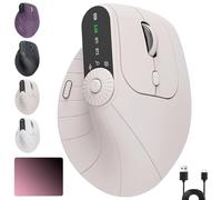 Ergonomic Triple-Connect Wireless Mouse, Wireless Ergonomic Vertical Mouse, 4 Adjustable DPI, Programmable Knob, USB-C Charging, for Pain Relief for Office, Gaming, Design (Beige)