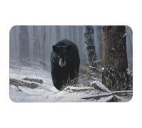 Ergonomico Tappetino per Il Mouse, Black Bear in The Winter Trees, antisfilacciamento Tappetino per Mouse, Gaming Mousepad, 25X30cm, Ufficio, Notebook, Laptop