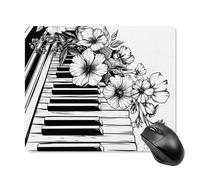 Ergonomico Tappetino per Il Mouse Piano Keys Music Notes Flowers 25X30Cm, Tappetini Mouse Antisfilacciamento Gaming Mousepad per Ufficio Laptop Computer