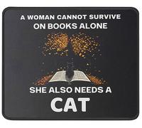 Ergonomico Tappetino per Mouse, A Woman Can’t Survive on Books Funny Cat Tappetino per Il Mouse Personalizzato Gaming Mousepad per Ufficio PC Computer