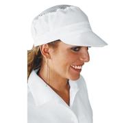Ergos Workwear I.Sacco Cappello da Lavoro con Rete Traspirante Charly Unisex in 100% Cotone (Bianco)