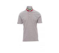 Ergos Workwear Payper - NATION Polo 100% Cotone Piquet con Tri Colore da Uomo Mezza Manica Colore: GRIGIO MELANGE/ITALIA, Taglia: XXL