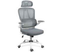 ERGOSEAT Sedia da ufficio ergonomica in rete con ruote, schienale alto con poggiatesta e comodo supporto lombare, braccioli ribaltabili, inclinazione di 90-120°, sedia direzionale per casa e ufficio