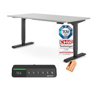 Ergotopia Desktopia Pro X Scrivania Elettrica con Altezza Regolabile con Garanzia di 7 Anni, Scrivania Ergonomica con 9 Posizioni Memorizzate (Piano: Grigio, Struttura: Nero, 180 x 80 cm)