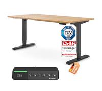 Ergotopia Desktopia Pro X Scrivania Elettrica con Altezza Regolabile con Garanzia di 7 Anni, Scrivania Ergonomica con 9 Posizioni Memorizzate (Piano: Rovere Massiccio, Struttura: Nero, 160 x 80 cm)