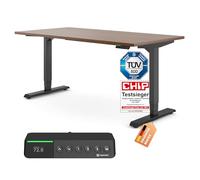 Ergotopia Desktopia Pro X Scrivania Elettrica con Altezza Regolabile con Garanzia di 7 Anni, Scrivania Ergonomica con 9 Posizioni Memorizzate (Piano: Noce, Struttura: Nero, 160 x 80 cm)