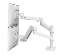 Ergotron LX Pro Premium - Braccio doppio monitor impilabile verticale, supporto da tavolo VESA per 2 monitor fino a 24", da 4 a 10 kg ciascuno - Bianco