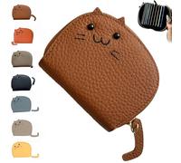 ERGRFHNL Cat Multi Card Holder, Cat Multi Credit Card Holder Wallet, Cute Cat Multi Card Holder for Women and Girls, Credit Card Holder for Women, Cat Purses for Women (One Size,Brown)
