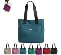 ERGRFHNL Large Capacity Waterproof Multi Pocket Nylon Shoulder Bag, Fashion Women Tote Bag for Work Travel (One Size,Blue)