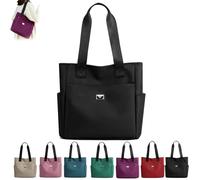 ERGRFHNL Large Capacity Waterproof Multi Pocket Nylon Shoulder Bag, Fashion Women Tote Bag for Work Travel (One Size,Black)