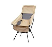 Erhigher Sedia da campeggio pieghevole oversize, per adulti, resistente, per esterni, patio, prato e esterni, beige