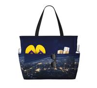 ERhoug Grande borsa da spiaggia con stampa di vista della terra, borsa da viaggio impermeabile e a prova di sabbia per le donne con la chiusura lampo e la tasca bagnata