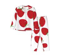 ERhoug Il pigiama delle donne della stampa della fragola ha messo la manica lunga giù il bottone, il pigiama molle per gli indumenti da notte e l'usura di salotto, Nero , L