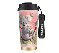 ERhoug Tazza da caffè isolata in acciaio inossidabile 316 con stampa koala Bear con coperchio sottovuoto, mantiene caldo o freddo, a prova di perdite e riutilizzabile, per viaggi