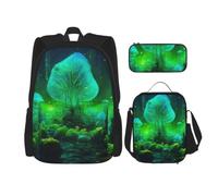 ERhoug Zaino, borsa portapranzo, astuccio, set da 3 pezzi, per lavoro e | Stampa con funghi magici, robusto tessuto Oxford, borsa per libri, borsa per il pranzo, zaino per computer portatile