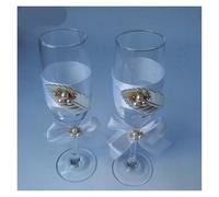 ERHTGUO 1 Pair/Lot Pearl Leaf Wedding Champagne Toasting Glasses Set For Decoration(Color-1)