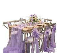 ERHTGUO 10/50pcs Sheer Chair Covers Wrinkle-Free Multipurpose Polyester Mesh Fabric for Birthday Parties Wedding Dessert Table Runners(Lilac,10 PCS)