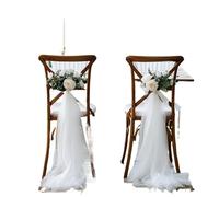 ERHTGUO 10/50pcs Sheer Chair Covers Wrinkle-Free Multipurpose Polyester Mesh Fabric for Birthday Parties Wedding Dessert Table Runners(White,10 PCS)