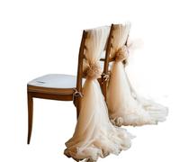 ERHTGUO 10/50pcs Sheer Chair Covers Wrinkle-Free Multipurpose Polyester Mesh Fabric for Birthday Parties Wedding Dessert Table Runners(Beige,10 PCS)