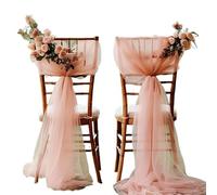 ERHTGUO 10/50pcs Sheer Chair Covers Wrinkle-Free Multipurpose Polyester Mesh Fabric for Birthday Parties Wedding Dessert Table Runners(Peach Pink,10 PCS)