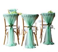 ERHTGUO 10/50pcs Sheer Chair Covers Wrinkle-Free Multipurpose Polyester Mesh Fabric for Birthday Parties Wedding Dessert Table Runners(Green,10 PCS)